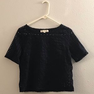 LOFT - cropped shirt (petite MP/navy blue)